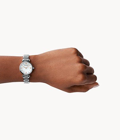 Emporio Armani Donna Mother of Pearl Dial Silver Steel Strap Watch For Women - AR11204