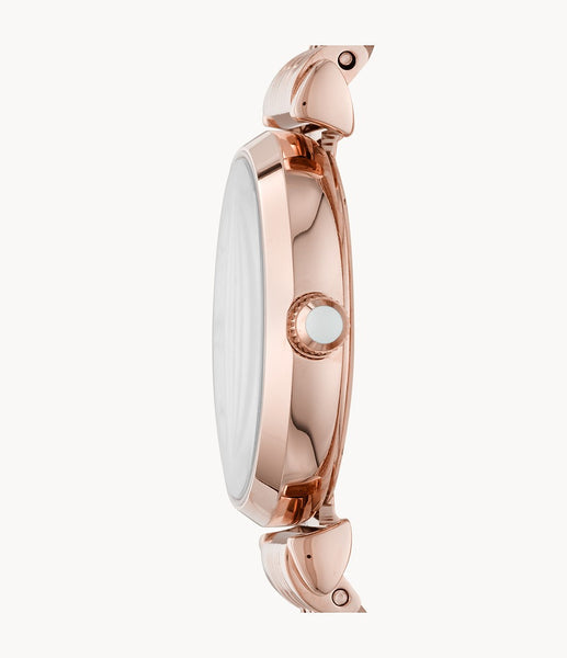Emporio Armani Kappa Analog Mother of Pearl Dial Rose Gold Steel Strap Watch For Women - AR11006
