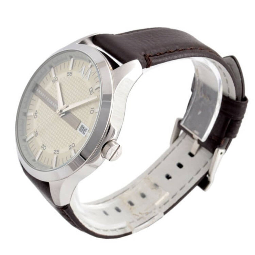 Armani Exchange Whitman Silver Dial Brown Leather Strap Watch For Men - AX2100