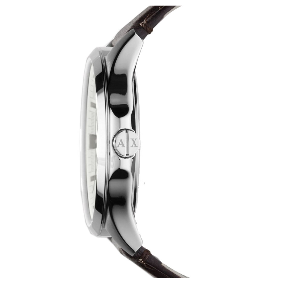 Armani Exchange Whitman Silver Dial Brown Leather Strap Watch For Men - AX2100