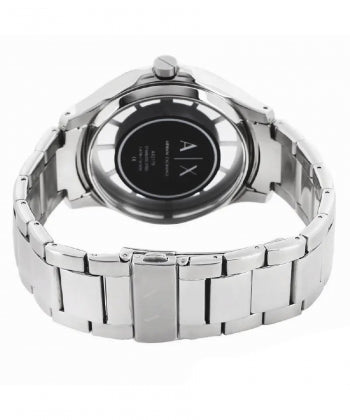 Armani Exchange Hampton Chronograph Black Dial Silver Steel Strap Watch For Men - AX2179
