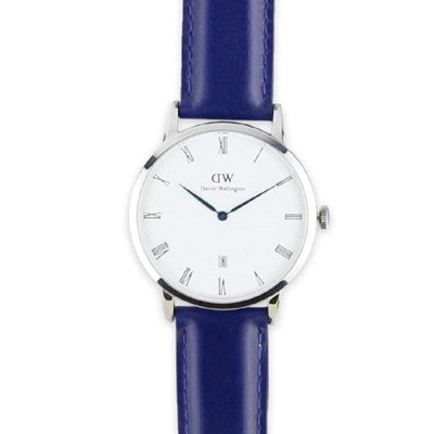 Daniel Wellington Dapper Somerset White Dial Blue Leather Strap Watch For Men - DW00100192