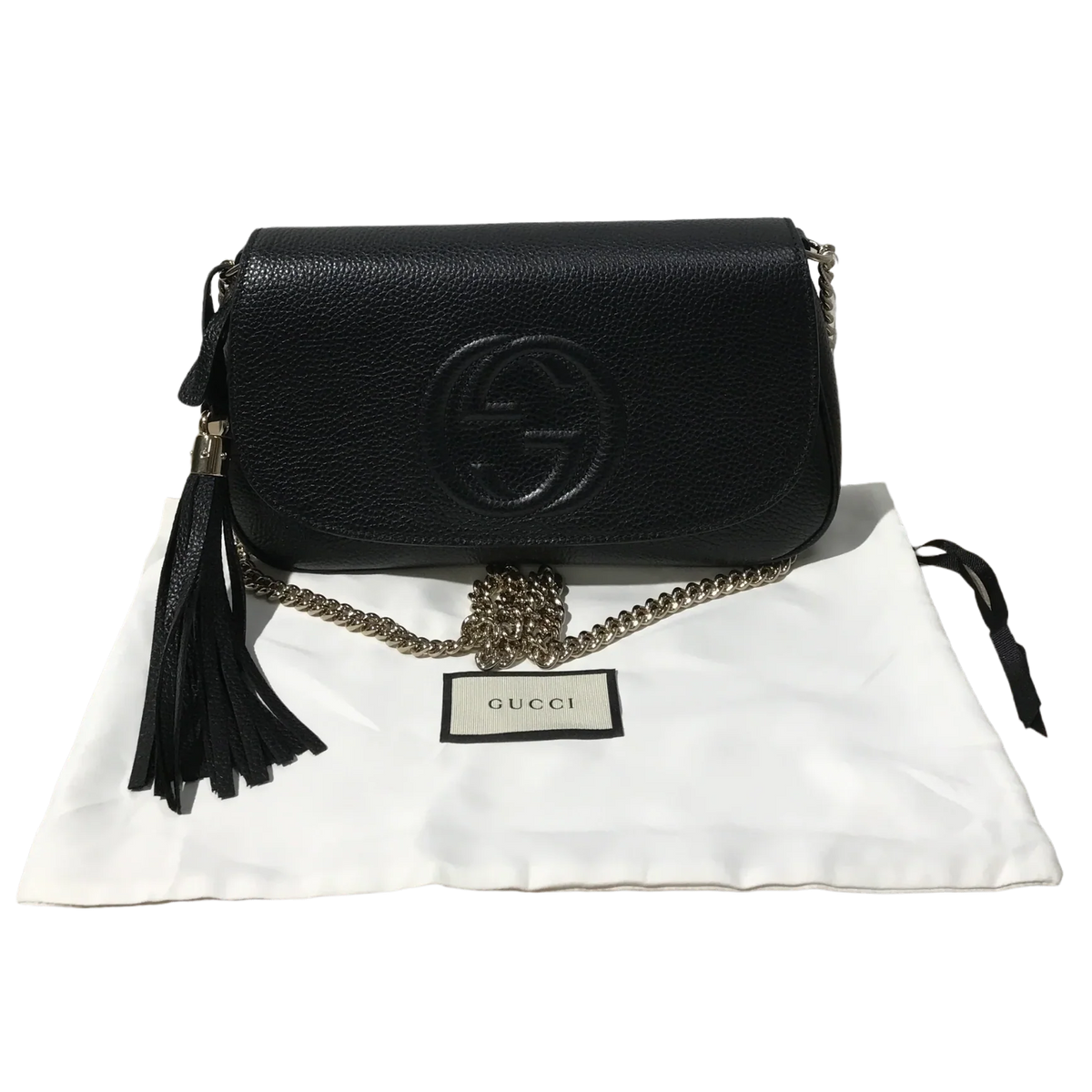 Gucci Pebbled Calfskin Soho Flap Bag – Black