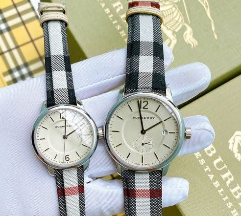Burberry The Classic Horseferry Silver Dial Black Leather Strap Watch for Men - BU10002