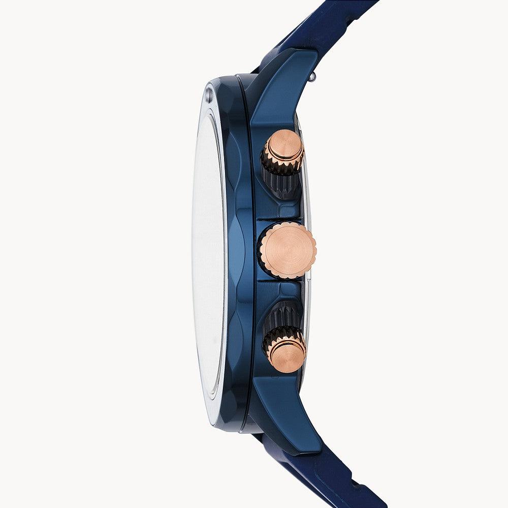 Fossil Bannon Multifunction Blue Dial Blue Silicone Strap Watch for Men - BQ2498