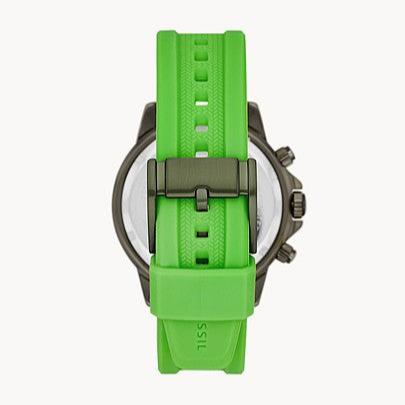 Fossil Bannon Chronograph Grey Dial Green Silicone Strap Watch for Men - BQ2501