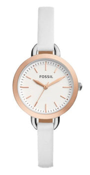 Fossil Classic Minute White Dial White Leather Strap Watch for Women - BQ3328