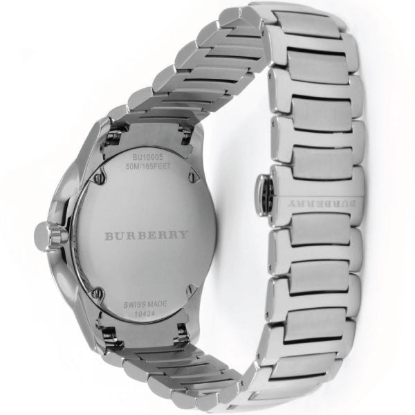 Burberry The Classic Round Black Dial Silver Steel Strap Watch for Men - BU10005