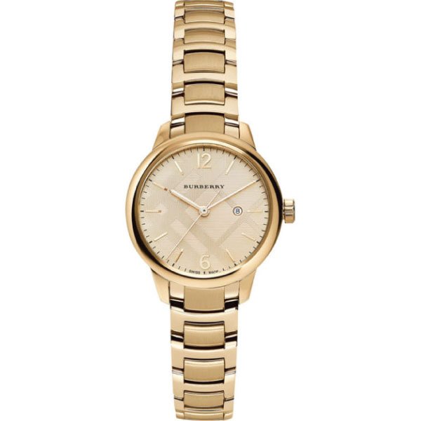 Burberry The Classic Champagne Gold Dial Gold Steel Strap Watch for Women - BU10109
