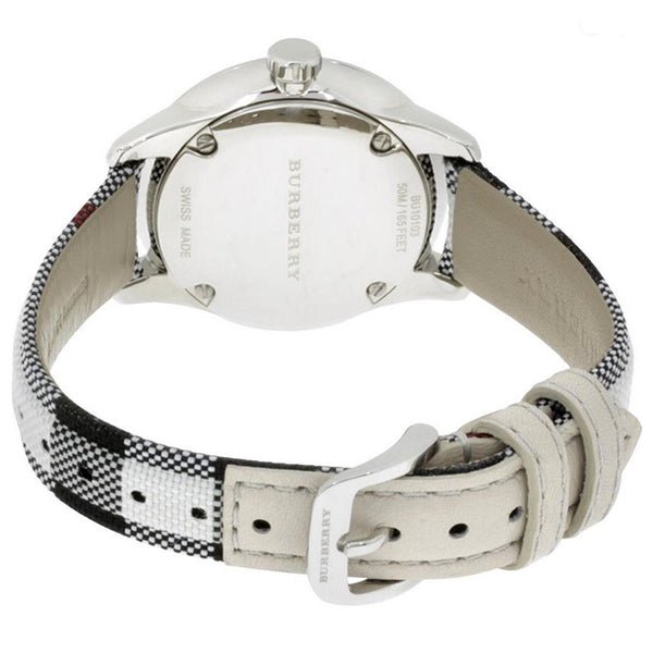 Burberry Classic Stone Silver Dial Horseberry Black Leather Strap Watch for Women - BU10103