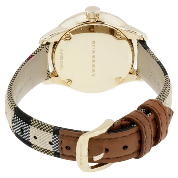 Burberry Classic Champagne Gold Dial Horseferry Leather Strap Watch for Women - BU10104