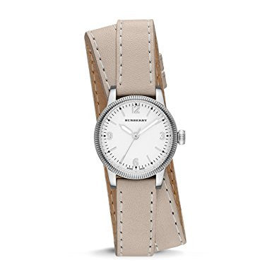 Burberry Utilitarian White Dial Pink Leather Strap Watch for Women - BU7847