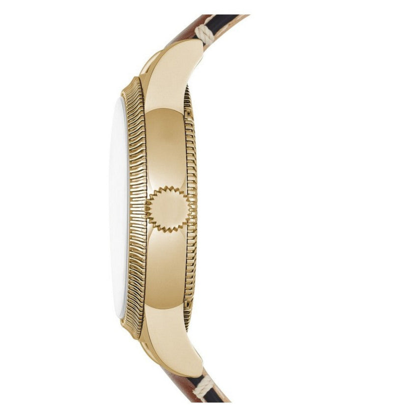 Burberry Utilitarian White Dial Multicolor Leather Strap Watch for Women - BU7853