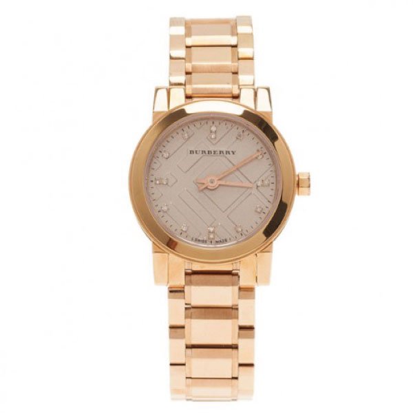 Burberry The City Diamonds Rose Gold Dial Rose Gold Steel Strap Watch for Women - BU9126