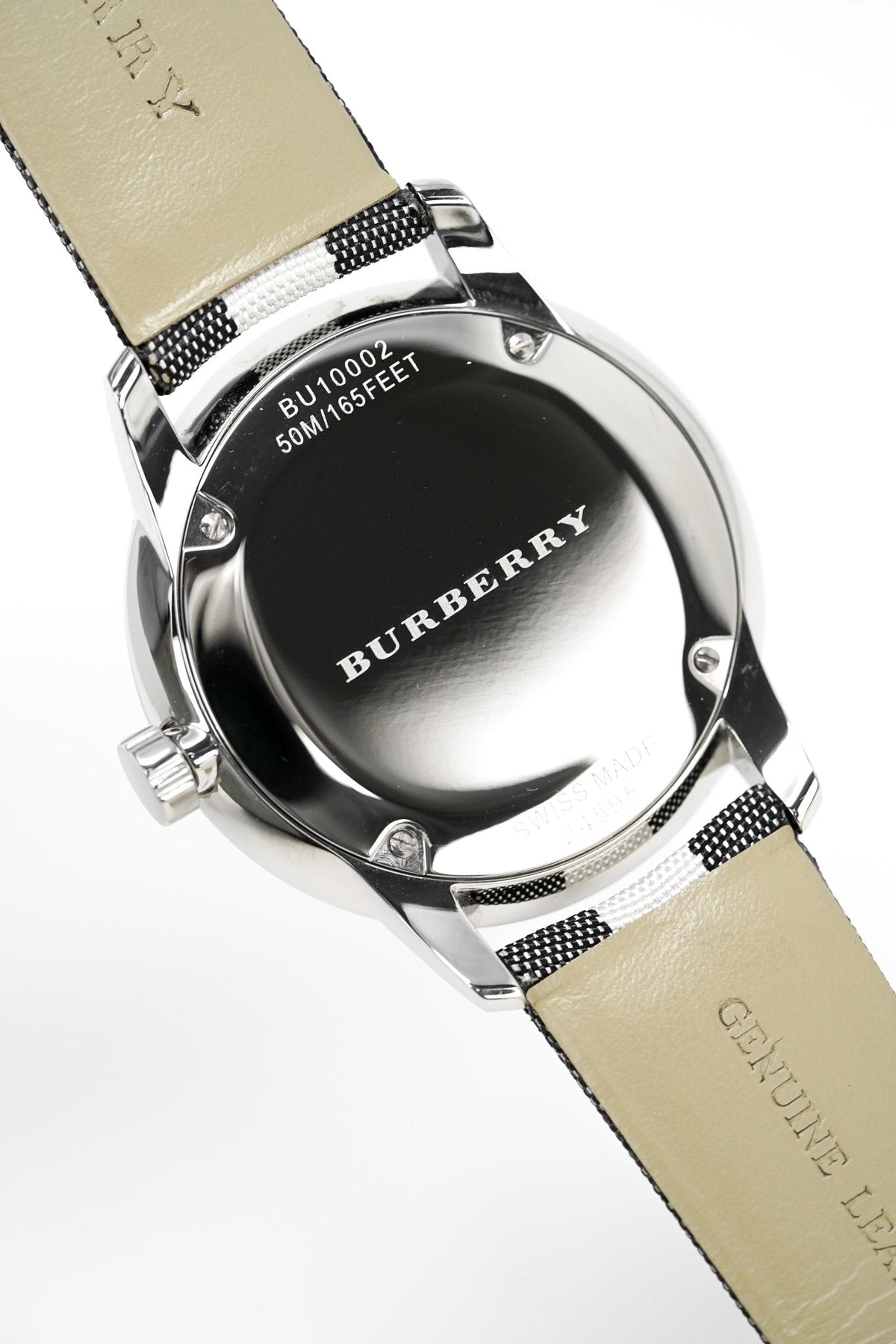 Burberry The Classic Horseferry Silver Dial Black Leather Strap Watch for Men - BU10002