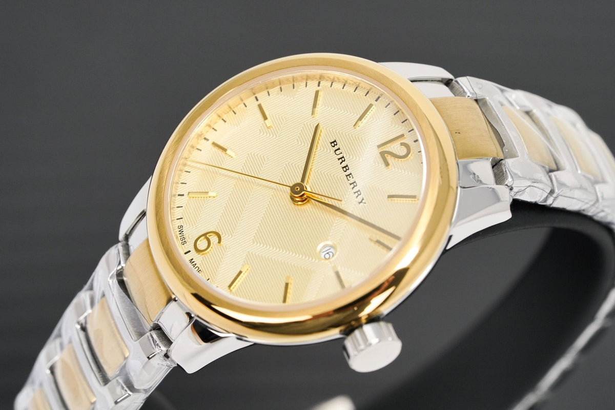 Burberry The Classic Champagne Gold Dial Two Tone Steel Strap Watch for Women - BU10118
