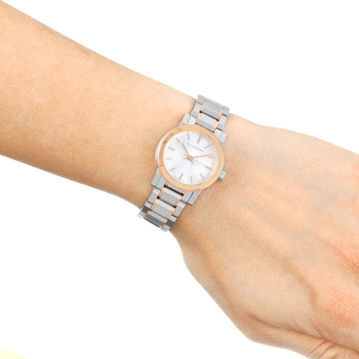 Burberry The City Silver Dial Two Tone Steel Strap Watch for Women - BU9205