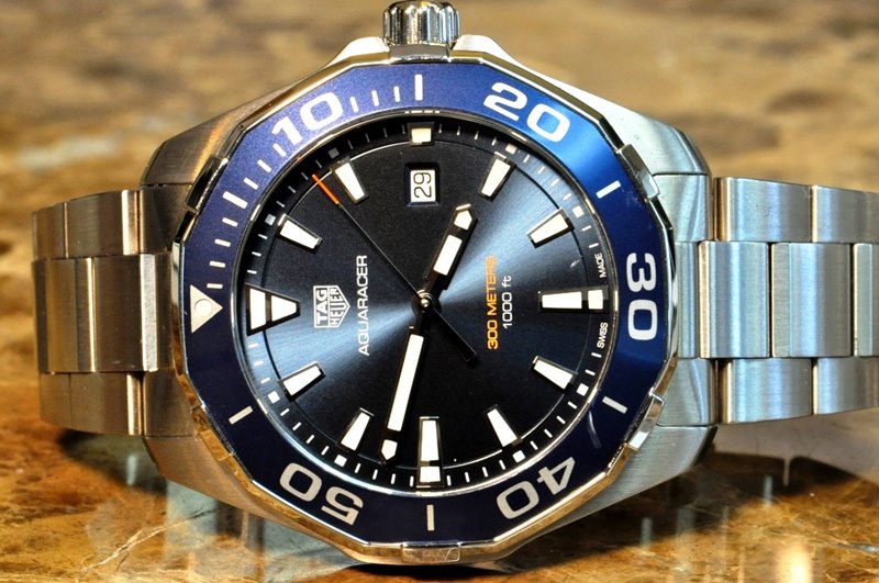 Tag Heuer Aquaracer 43mm Blue Dial Silver Steel Strap Watch for Men - WAY101C.BA0746