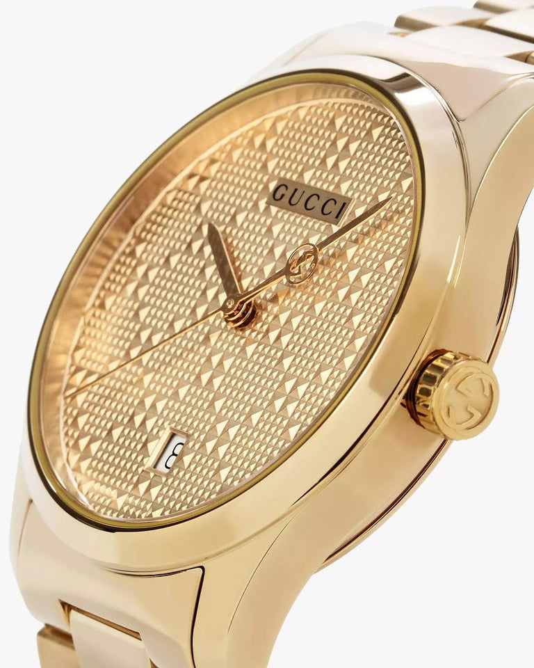 Gucci G Timeless Gold Dial Gold Steel Strap Unisex Watch - YA126461