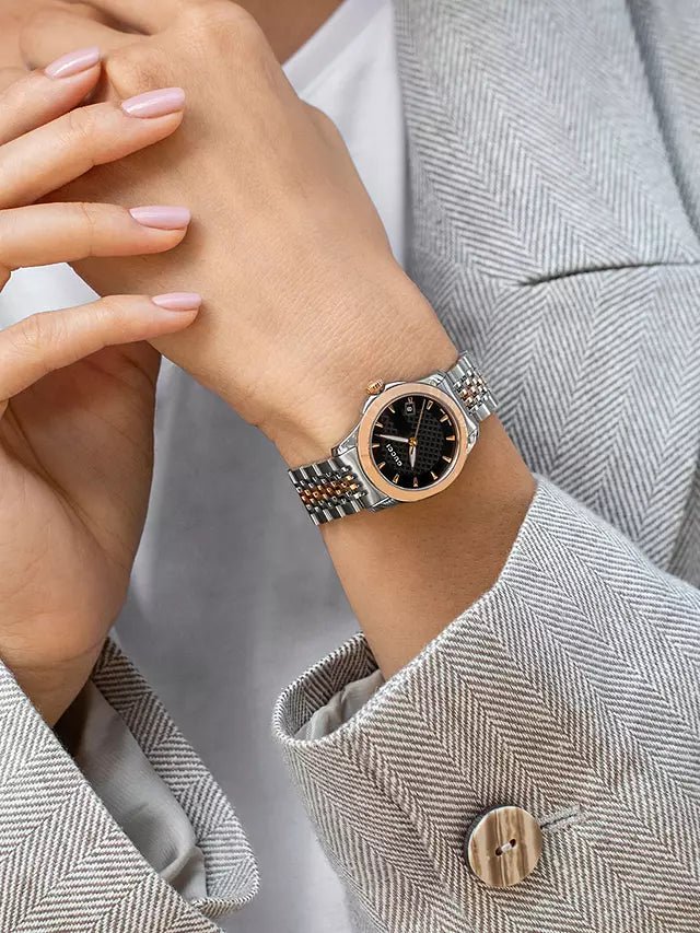 Gucci G Timeless Black Dial Two Tone Steel Strap Watch For Women - YA126512