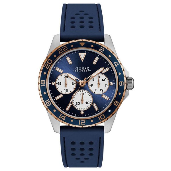 Guess Odyssey Multifunction Blue Dial Blue Rubber Strap Watch For Men - W1108G4