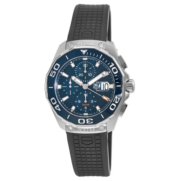 Tag Heuer Aquaracer Chronograph Blue Dial Black Rubber Strap Watch for Men - CAY111B.FT6041