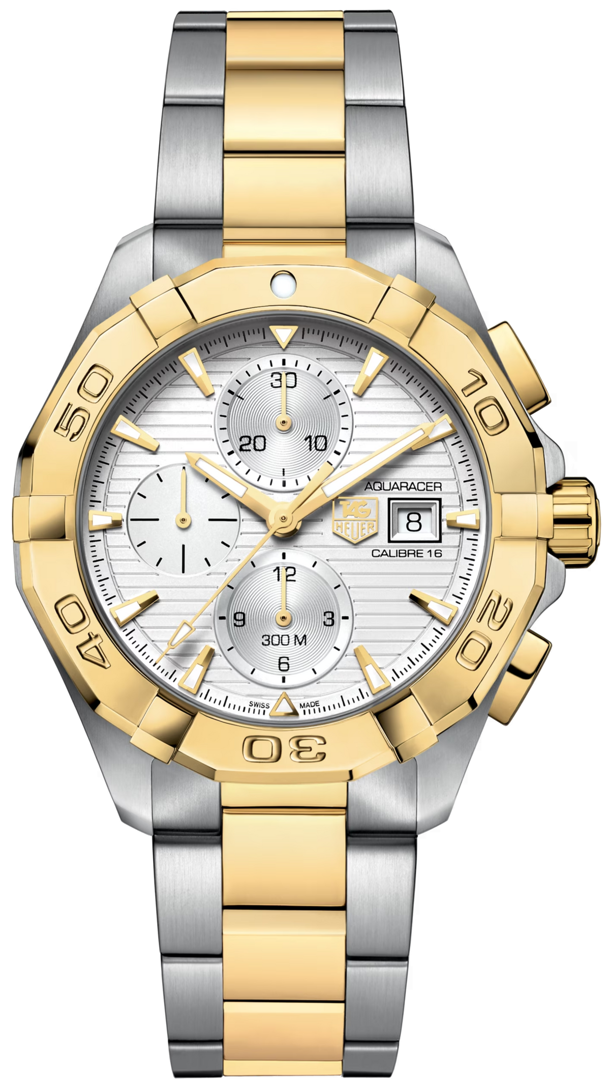 Tag Heuer Aquaracer Caliber 16 Automatic White Dial Two Tone Steel Strap Watch for Men - CAY2121.BB0923