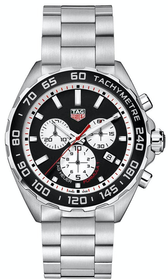 Tag Heuer Formula 1 Chronograph Black Dial Silver Steel Strap Watch for Men - CAZ101E.BA0842