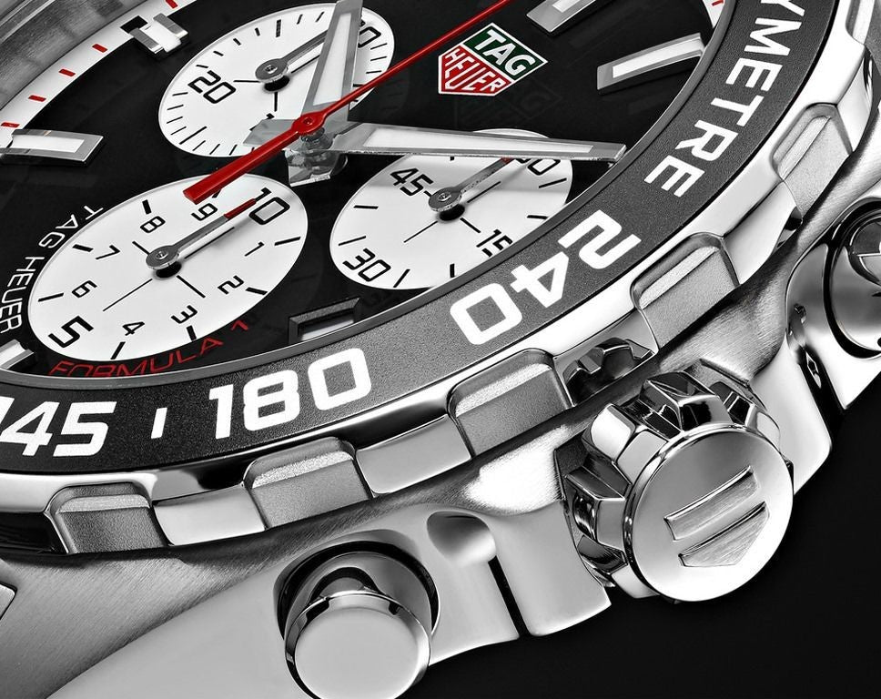 Tag Heuer Formula 1 Chronograph Black Dial Silver Steel Strap Watch for Men - CAZ101E.BA0842