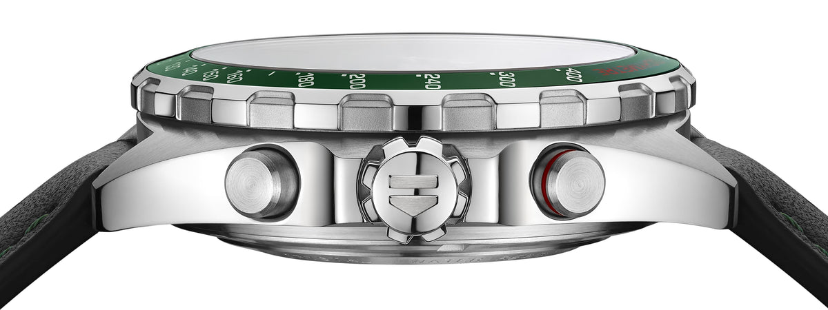 Tag Heuer Formula 1 Calibre 16 Automatic Chronograph Green Dial Black Leather Strap Watch for Men - CAZ2016.FC6473