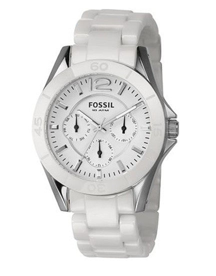 Fossil Ceramic White Dial White Ceramic Strap Watch for Women - CE1002