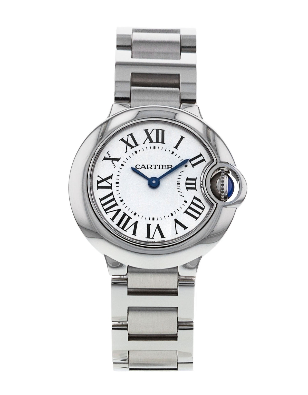 Cartier Ballon Bleu De Cartier White Dial Silver Steel Strap Watch for Women - W69010Z4