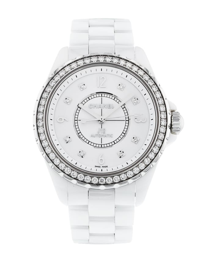 Chanel J12 Quartz Diamonds White Dial White Steel Strap Watch for Women - J12 H3110