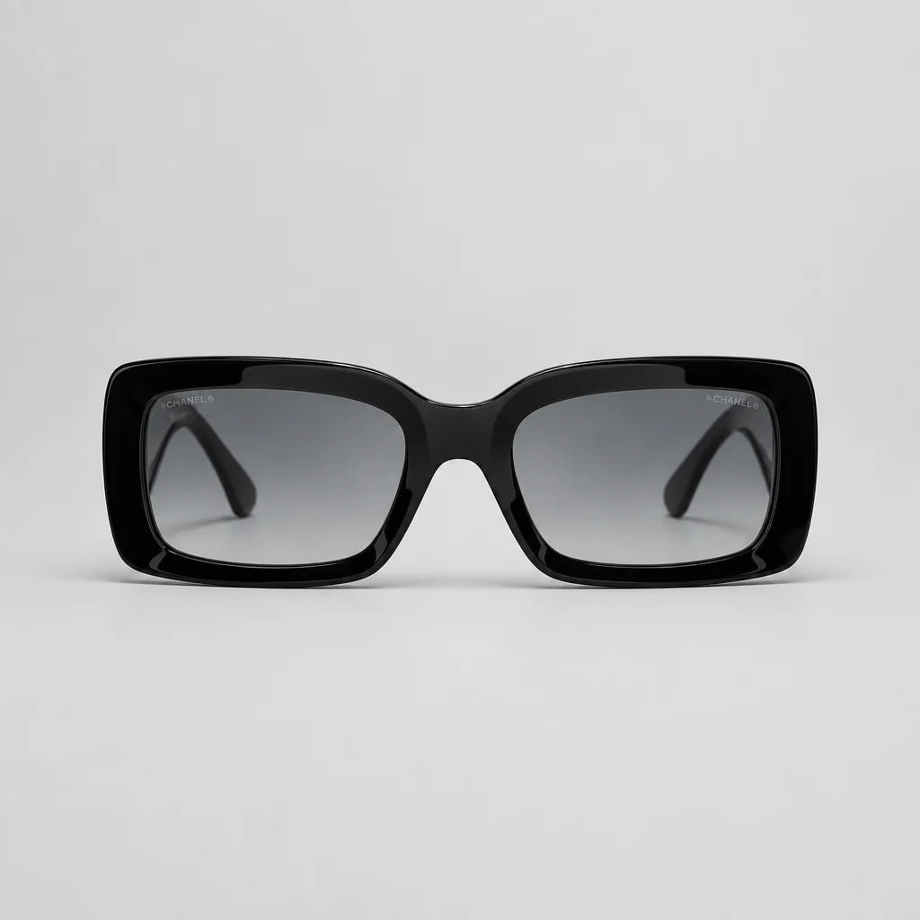 Chanel Women Rectangular Black Sunglasses