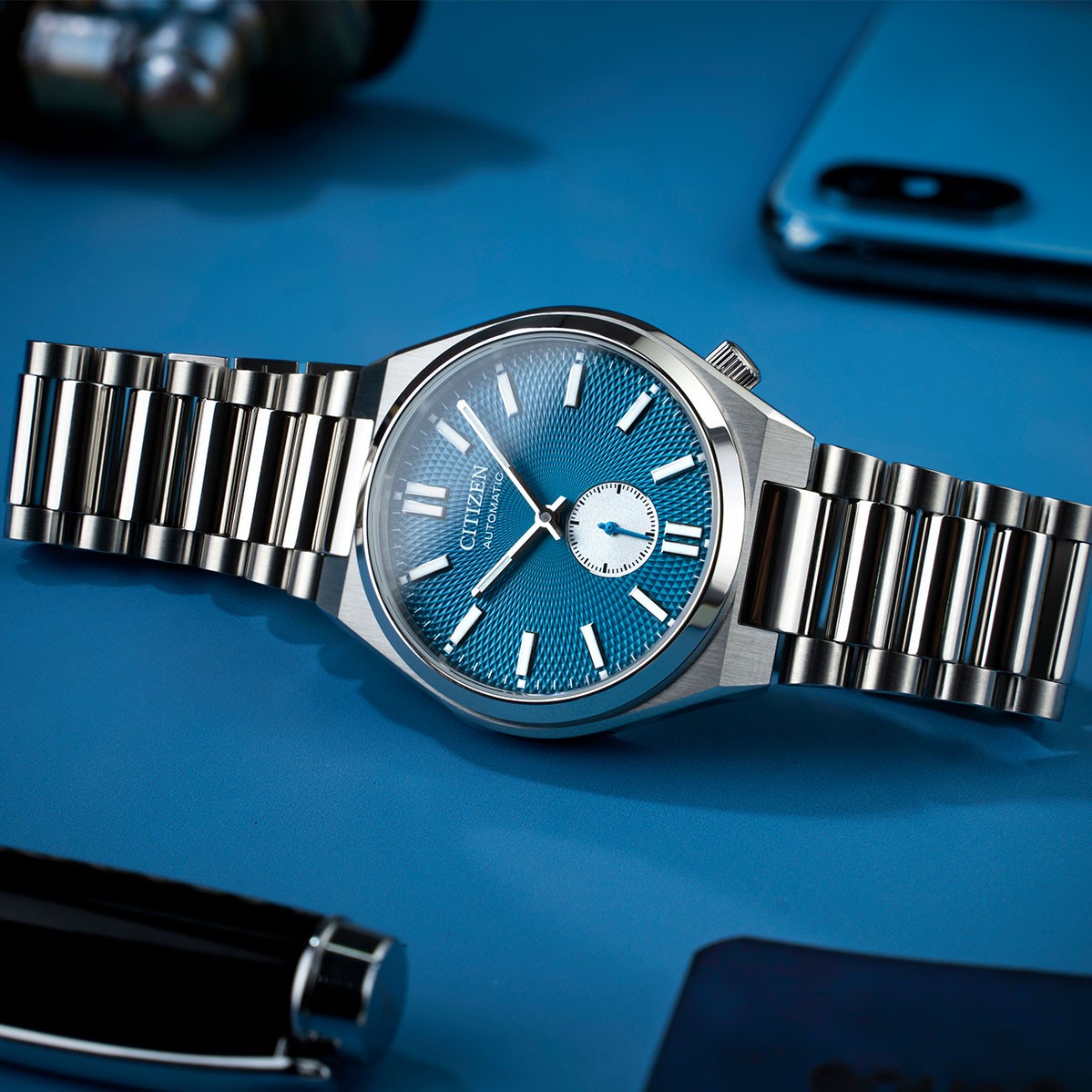 Citizen Tsuyosa Automatic Blue Dial Silver Steel Strap Watch For Men - NK5010-51L