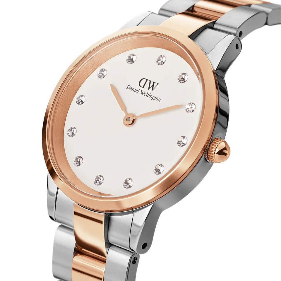 Daniel Wellington Iconic Link White Dial Two Tone Steel Strap Watch For Women - DW00100359
