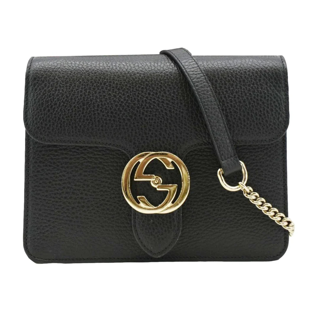Gucci GG Leather Crossbody Bag – Black