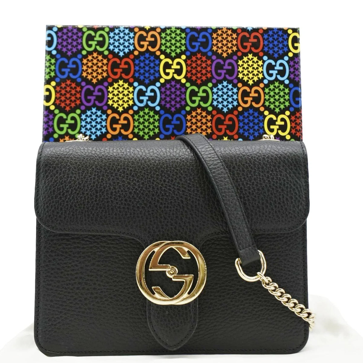 Gucci GG Leather Crossbody Bag – Black