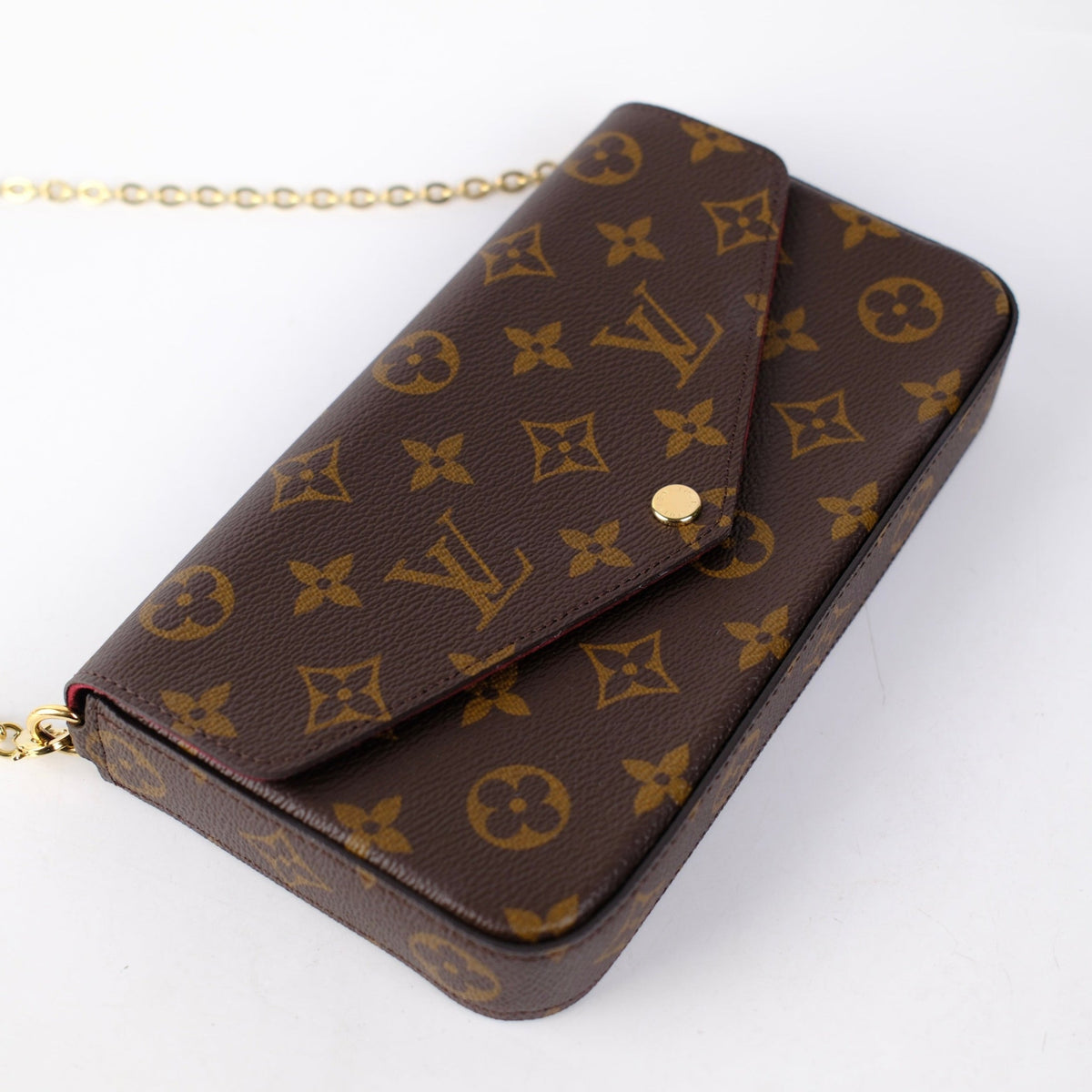Louis Vuitton Pochette Félicie Chain Shoulder Bag - Brown Coated Canvas