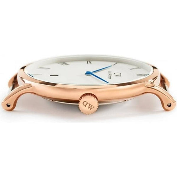 Daniel Wellington Dapper Durham White Dial Brown Leather Strap Watch For Women - DW00100113