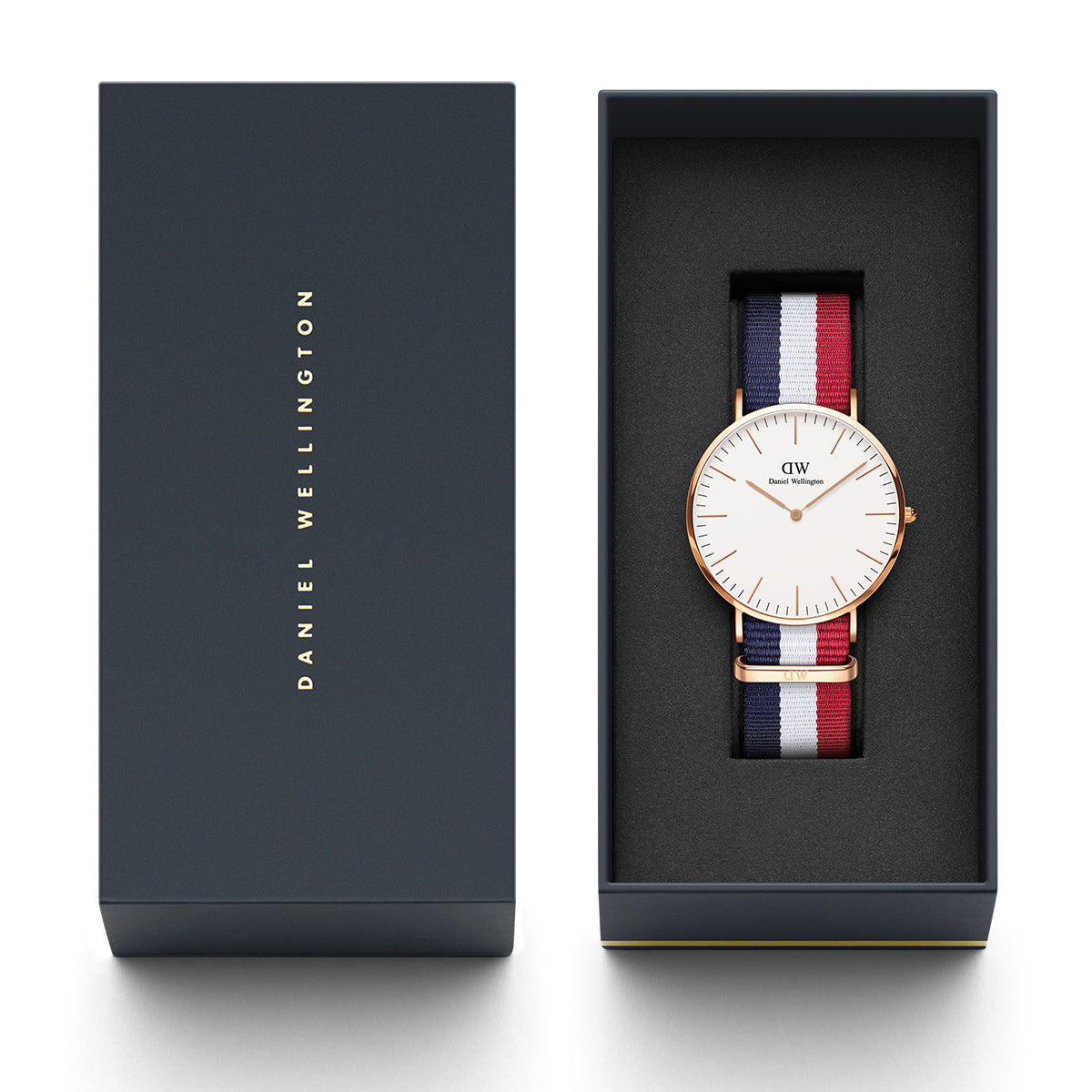 Daniel Wellington Classic Cambridge White Dial Two Tone NATO Strap Watch For Men - DW00100003