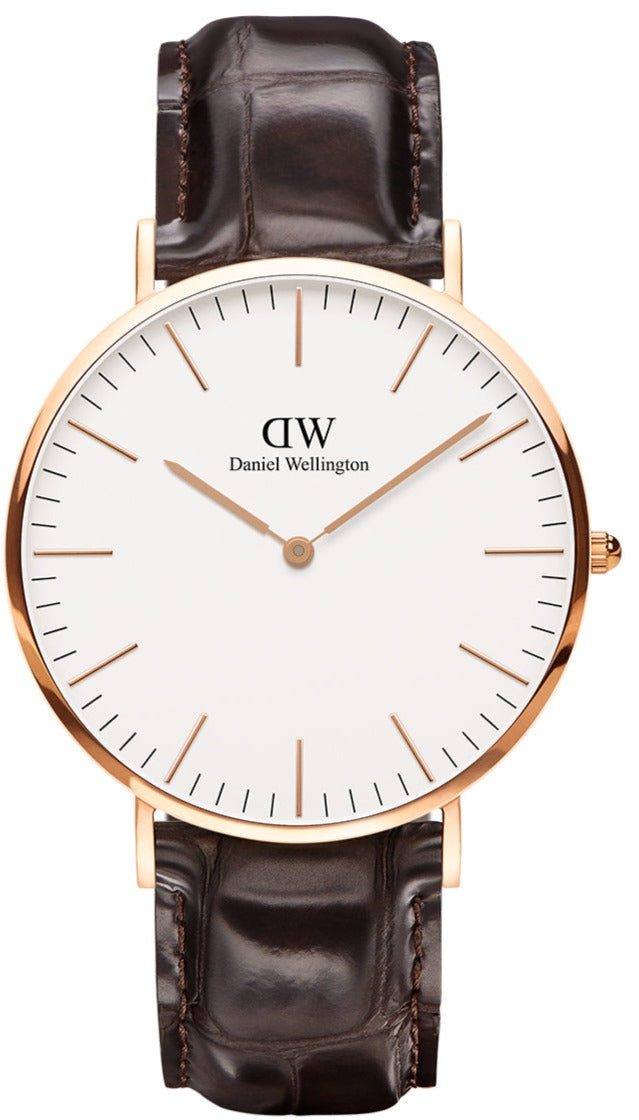 Daniel Wellington Classic York White Dial Brown Leather Strap Watch For Men - DW00100011
