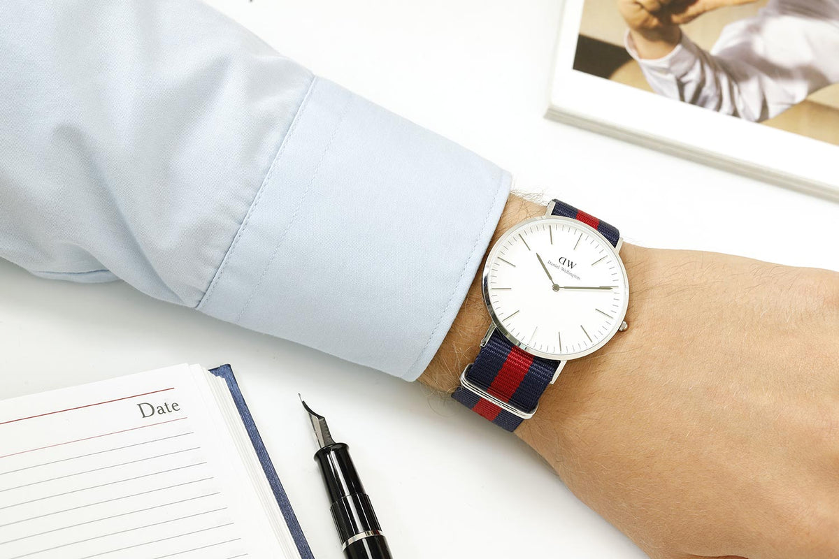 Daniel Wellington Classic Oxford White Dial Two Tone Nylon Strap Watch For Men - DW00100015