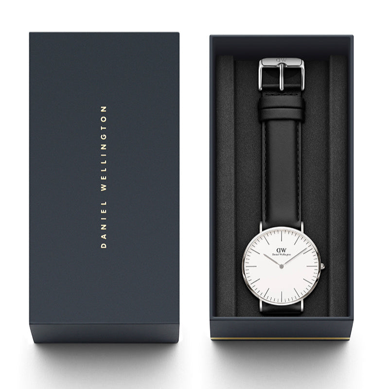 Daniel Wellington Classic Sheffield White Dial Black Leather Strap Watch For Men - DW0010003120