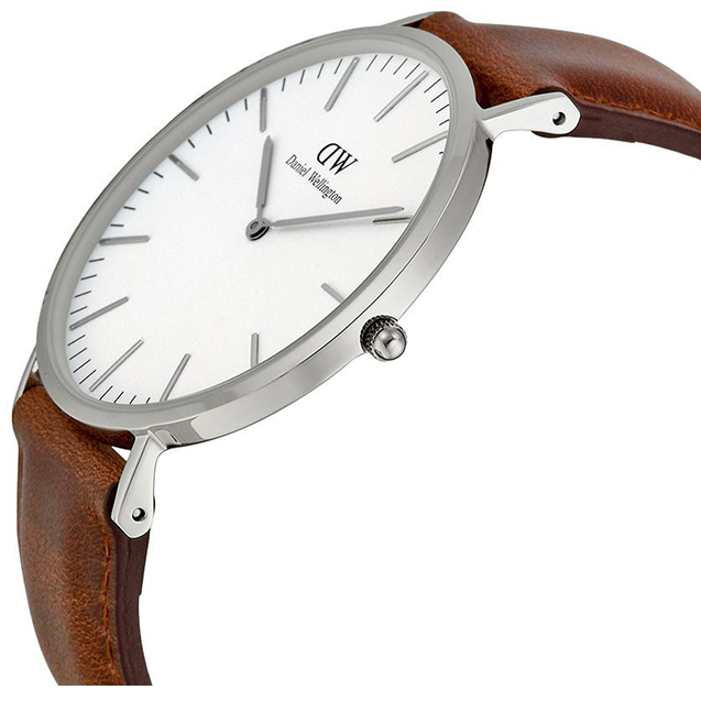 Daniel Wellington Classic St Mawes White Dial Brown Leather Strap Watch For Men - DW00100021
