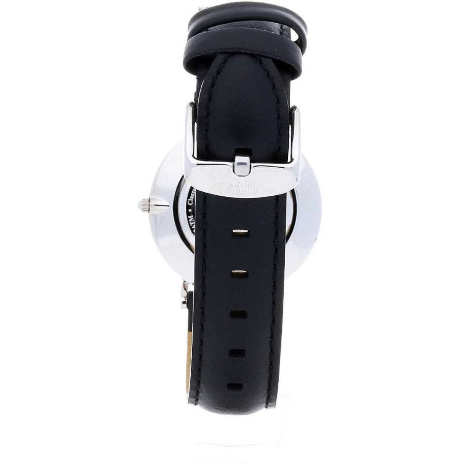 Daniel Wellington Classy Sheffield White Dial Black Leather Strap Watch For Women - DW00100080