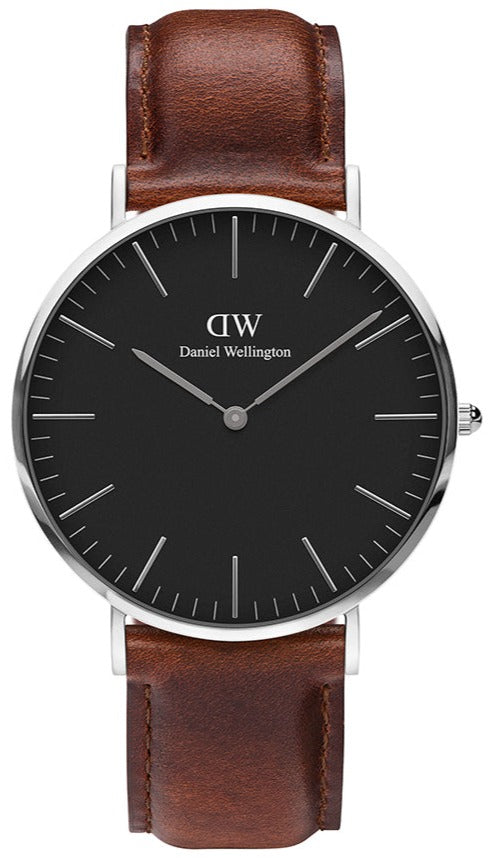 Daniel Wellington Classic St Mawes Black Dial Brown Leather Strap Watch For Men - DW00100130
