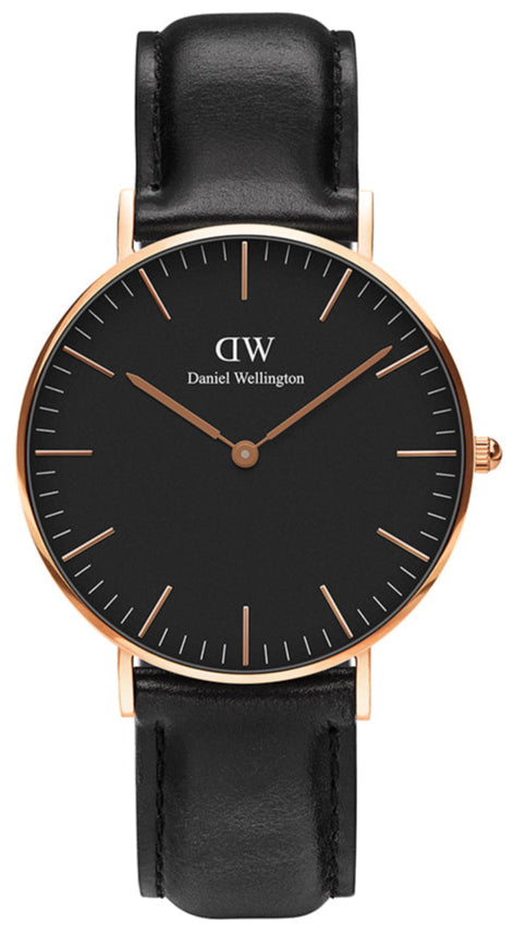  Shop Authentic Daniel Wellington Classic Sheffield Black Dial Black Leather Strap Watch For Women - DW00100139 - Luxxuri