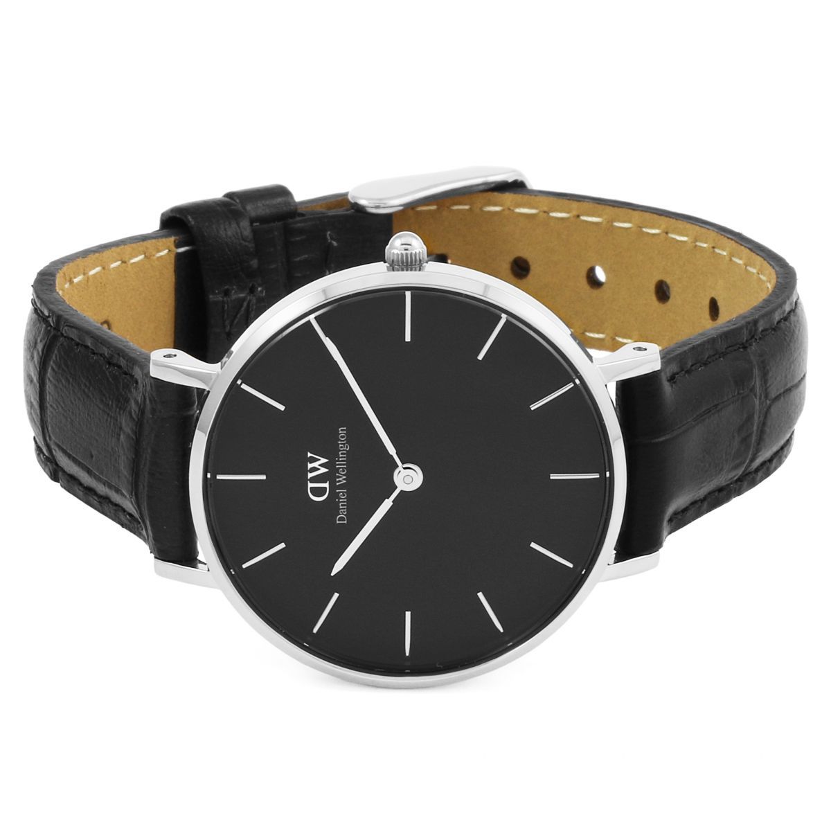 Daniel Wellington Classic Petite Reading Black Dial Black Leather Strap Watch For Women - DW00100179