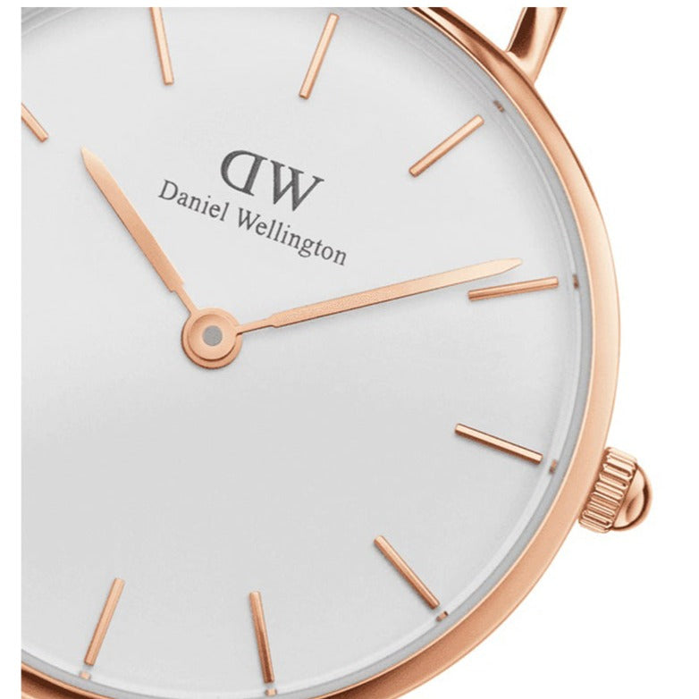 Daniel Wellington Classic Petite York White Dial Brown Leather Strap Watch For Women - DW00100176